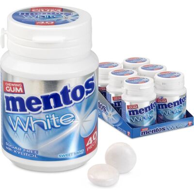 Mentos kauwgom white sweetmint bottle (6x 40 stuks) Mentos kauwgom white sweetmint bottle (6x 40 stuks)