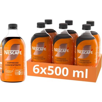 Nescafé espresso concentrate style caramel 6×500 ml - koffieconcentraat - liquid concentrate - concentraat voor ijskoffie - 16 porties Nescafé espresso concentrate style caramel 6×500 ml - koffieconcentraat - liquid concentrate - concentraat voor ijskoffie - 16 porties