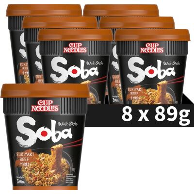Nissin soba cup noodles - sukiyaki beef wok style noedels - instant noodles - 8 stuks Nissin soba cup noodles - sukiyaki beef wok style noedels - instant noodles - 8 stuks