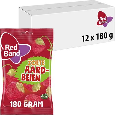 Red Band aardbeien gesuikerde snoep - zoete fruitsmaak - 12x180g Red Band aardbeien gesuikerde snoep - zoete fruitsmaak - 12x180g