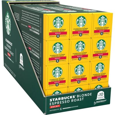 Starbucks by nespresso capsules blonde espresso roast decaf - 10 koffiecups x 12 doosjes Starbucks by nespresso capsules blonde espresso roast decaf - 10 koffiecups x 12 doosjes