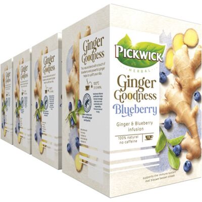 Pickwick kruidenthee ginger goodness blueberry - 4 x 15 theezakjes Pickwick kruidenthee ginger goodness blueberry - 4 x 15 theezakjes