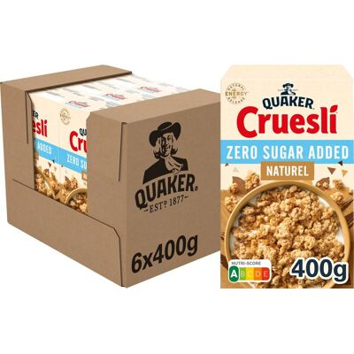 Quaker cruesli zero sugar added naturel - ontbijtgranen - 6 x 400 gram Quaker cruesli zero sugar added naturel - ontbijtgranen - 6 x 400 gram