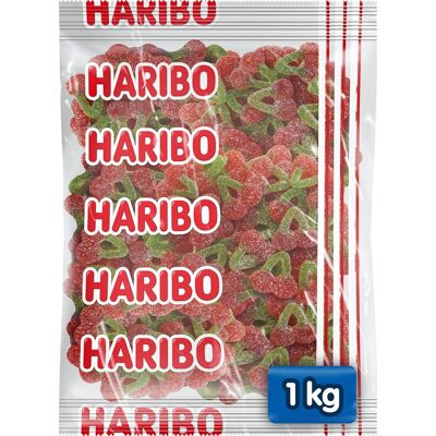 Haribo happy cherries f!zz - zuur snoep kersensmaak - 1kg zak Haribo happy cherries f!zz - zuur snoep kersensmaak - 1kg zak