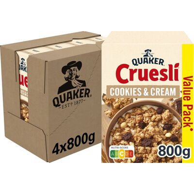 Quaker cruesli cookies & cream - ontbijtgranen - 4 x 800 gram Quaker cruesli cookies & cream - ontbijtgranen - 4 x 800 gram