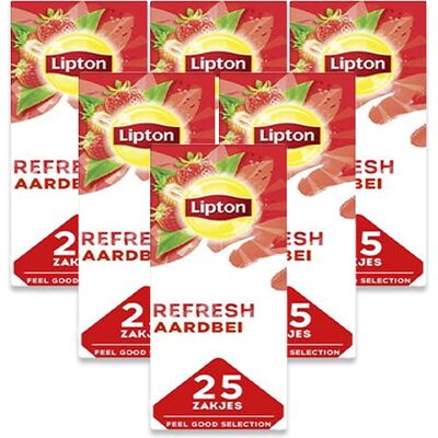 Lipton feel good selection zwarte thee aardbei (6×25 stuks) Lipton feel good selection zwarte thee aardbei (6×25 stuks)