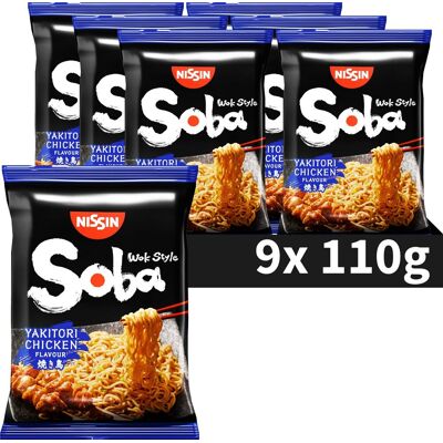 Nissin soba bag yakitori chicken noodles - wok style instant noedels - 9 stuks Nissin soba bag yakitori chicken noodles - wok style instant noedels - 9 stuks