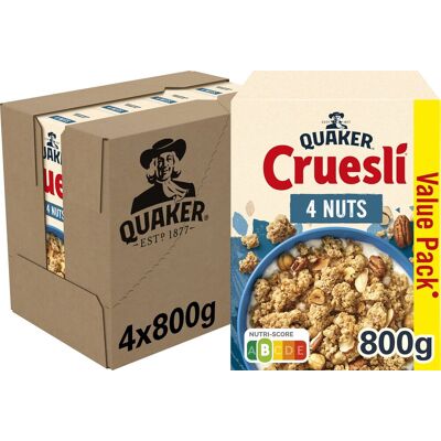 Quaker cruesli 4 noten - ontbijtgranen - 4 x 800 gram Quaker cruesli 4 noten - ontbijtgranen - 4 x 800 gram