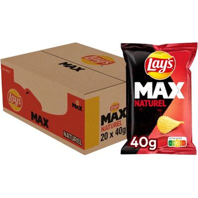 Lay's max naturel - ribbel chips - 20 x 40 gram Lay's max naturel - ribbel chips - 20 x 40 gram
