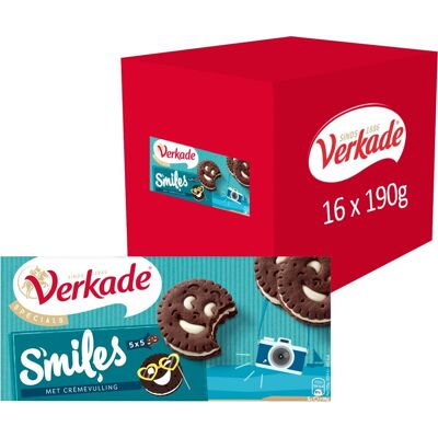 Verkade smiles cacao koekjes - 16 x 190 gram Verkade smiles cacao koekjes - 16 x 190 gram