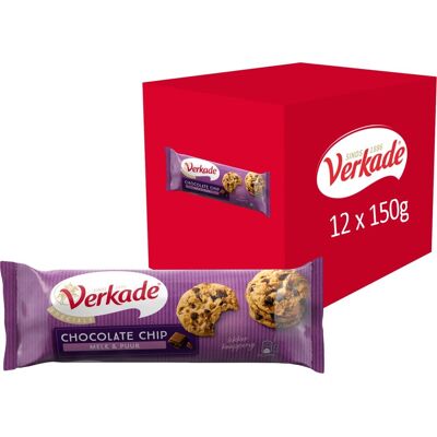 Verkade chocolate chip koekjes - melk & puur chocolade - 12 x 150 gram Verkade chocolate chip koekjes - melk & puur chocolade - 12 x 150 gram