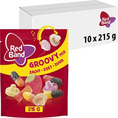 Red Band snoepmix groovy - snoep - zacht - zoet - zuur - 10x215g Red Band snoepmix groovy - snoep - zacht - zoet - zuur - 10x215g