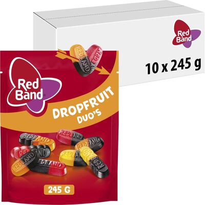 Red Band dropfruit duo's - snoep - drop & fruitsmaak - 10x245g Red Band dropfruit duo's - snoep - drop & fruitsmaak - 10x245g