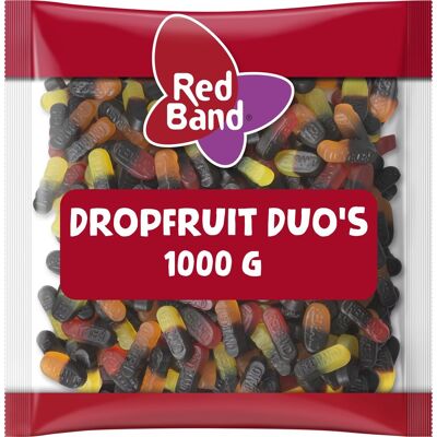 Red Band dropfruit duo's - snoep mix - drop & fruitsmaak - zak 1000g Red Band dropfruit duo's - snoep mix - drop & fruitsmaak - zak 1000g