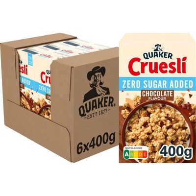 Quaker cruesli zero sugar added chocolade - ontbijtgranen - 6 x 400 gram Quaker cruesli zero sugar added chocolade - ontbijtgranen - 6 x 400 gram