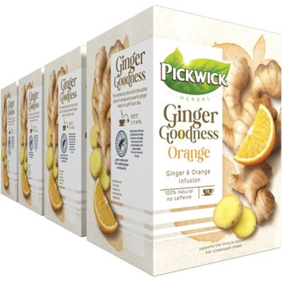 Pickwick kruidenthee ginger goodness orange - 4 x 15 theezakjes Pickwick kruidenthee ginger goodness orange - 4 x 15 theezakjes