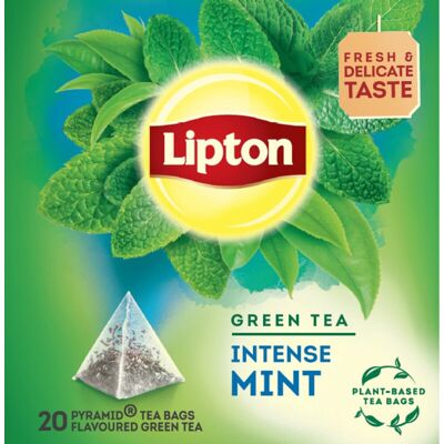 Lipton green tea intense mint - 80 piramide theezakjes - groene thee intense munt - 4 x 20 zakjes - voordeelverpakking Lipton green tea intense mint - 80 piramide theezakjes - groene thee intense munt - 4 x 20 zakjes - voordeelverpakking