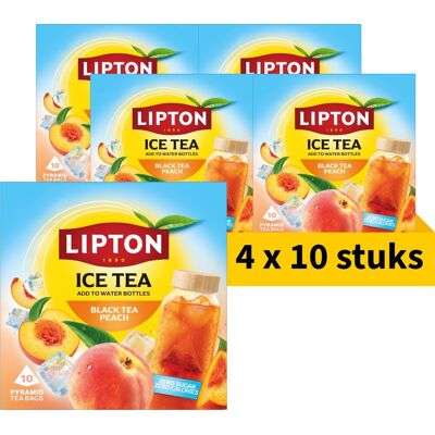 Lipton ice tea black tea peach - 40 piramide theezakjes - zwarte thee perzik - 4 x 10 zakjes - voordeelverpakking Lipton ice tea black tea peach - 40 piramide theezakjes - zwarte thee perzik - 4 x 10 zakjes - voordeelverpakking