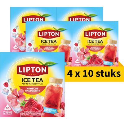 Lipton ice tea hibiscus & raspberry - 40 piramide theezakjes - framboos & hibiscus thee - 4 x 10 zakjes - voordeelverpakking Lipton ice tea hibiscus & raspberry - 40 piramide theezakjes - framboos & hibiscus thee - 4 x 10 zakjes - voordeelverpakking