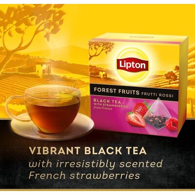 Lipton forest fruit tea - 80 theezakjes piramid - zwarte thee bosvruchten - 4 x 20 zakjes - voordeelverpakking Lipton forest fruit tea - 80 theezakjes piramid - zwarte thee bosvruchten - 4 x 20 zakjes - voordeelverpakking