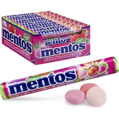 Mentos strawberry mix rol (40 stuks) Mentos strawberry mix rol (40 stuks)