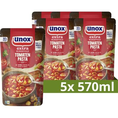 Unox - extra rijkgevuld soep in zak - tomaten pasta - 5 zakken x 570 ml Unox - extra rijkgevuld soep in zak - tomaten pasta - 5 zakken x 570 ml
