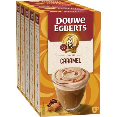 Douwe Egberts verwenkoffie latte caramel oploskoffie - 5 x 8 zakjes Douwe Egberts verwenkoffie latte caramel oploskoffie - 5 x 8 zakjes