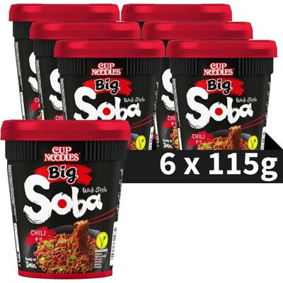 Nissin soba cup noodles big - chili wok style noedels - instant noodles - vegan - 6 x 115 gram Nissin soba cup noodles big - chili wok style noedels - instant noodles - vegan - 6 x 115 gram