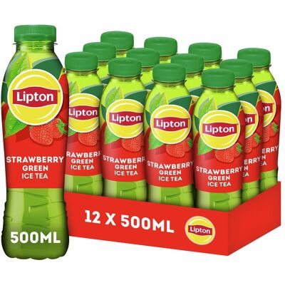 Lipton ice tea green fles - strawberry - laag in suiker - 12 x 500 ml - voordeelverpakking Lipton ice tea green fles - strawberry - laag in suiker - 12 x 500 ml - voordeelverpakking