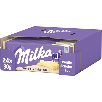 Milka chocolade reep wit flowpack (24x 90gr) Milka chocolade reep wit flowpack (24x 90gr)