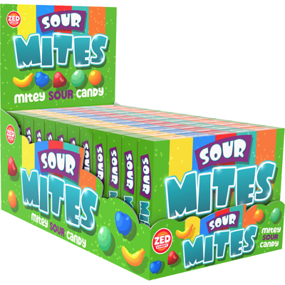 Zed Candy Mites sour theater box (12 stuks) Zed Candy Mites sour theater box (12 stuks)