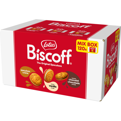 Lotus Biscoff sandwich cookie mixdoos (120 stuks) Lotus Biscoff sandwich cookie mixdoos (120 stuks)