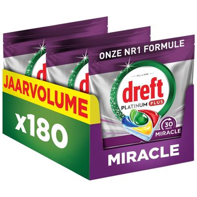 Dreft platinum miracle all-in-one - 30 minute miracle vaatwastabletten - citroen - 180 stuks Dreft platinum miracle all-in-one - 30 minute miracle vaatwastabletten - citroen - 180 stuks
