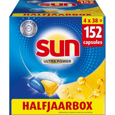 Sun - vaatwastabletten - ultra power - all-in 1 - 152 capsules - voordeelverpakking Sun - vaatwastabletten - ultra power - all-in 1 - 152 capsules - voordeelverpakking