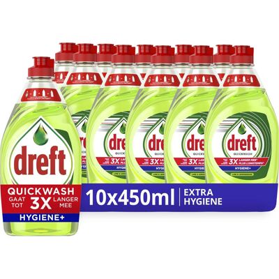 Dreft quickwash extra hygiëne vloeibaar afwasmiddel - 10 x 450 ml Dreft quickwash extra hygiëne vloeibaar afwasmiddel - 10 x 450 ml