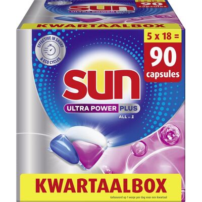 Sun - vaatwastabletten - ultra power plus - all-in 1 - 90 capsules - kwartaalbox Sun - vaatwastabletten - ultra power plus - all-in 1 - 90 capsules - kwartaalbox