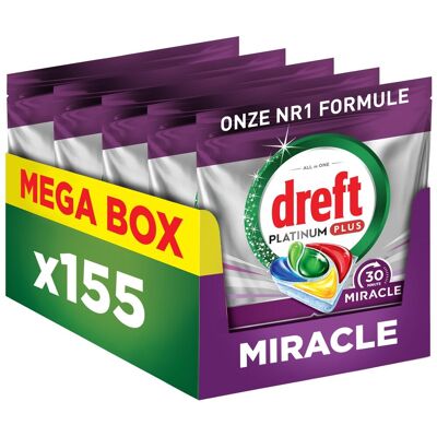 Dreft platinum miracle all-in-one - 30 minute miracle vaatwastabletten - citroen - 155 stuks Dreft platinum miracle all-in-one - 30 minute miracle vaatwastabletten - citroen - 155 stuks