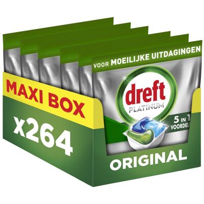 Dreft platinum all in one vaatwastabletten - original - 264 capsules - maxi box Dreft platinum all in one vaatwastabletten - original - 264 capsules - maxi box