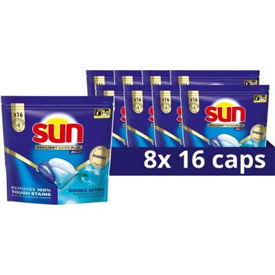 Sun - vaatwastabletten - brilliant shine plus - all-in 1 - 128 capsules - voordeelverpakking Sun - vaatwastabletten - brilliant shine plus - all-in 1 - 128 capsules - voordeelverpakking
