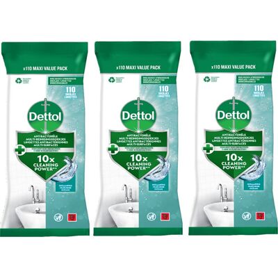 Dettol antibacteriële doekjes multi-oppervlak ocean - 3 x 110 stuks - voordeelverpakking Dettol antibacteriële doekjes multi-oppervlak ocean - 3 x 110 stuks - voordeelverpakking
