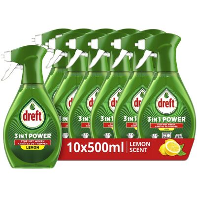 Dreft 3in1 power spray voor vaat en keuken - vetverwijderaar - citroengeur - 10 x 500 ml Dreft 3in1 power spray voor vaat en keuken - vetverwijderaar - citroengeur - 10 x 500 ml