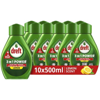 Dreft 3in1 power spray voor vaat en keuken - navulling - vetverwijderaar - citroengeur - 10 x 500 ml Dreft 3in1 power spray voor vaat en keuken - navulling - vetverwijderaar - citroengeur - 10 x 500 ml