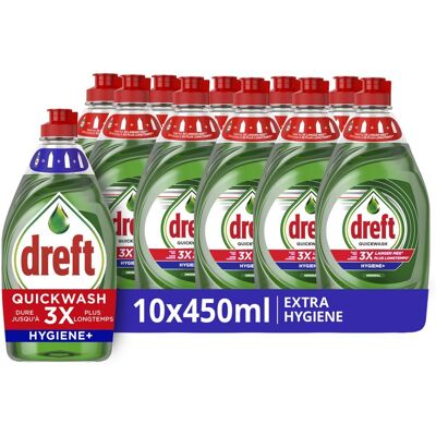 Dreft quickwash extra hygiëne vloeibaar afwasmiddel - 10 x 450 ml Dreft quickwash extra hygiëne vloeibaar afwasmiddel - 10 x 450 ml