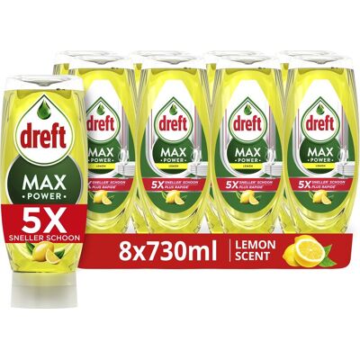 Dreft maxpower lemon vloeibaar afwasmiddel - 8 x 730 ml Dreft maxpower lemon vloeibaar afwasmiddel - 8 x 730 ml