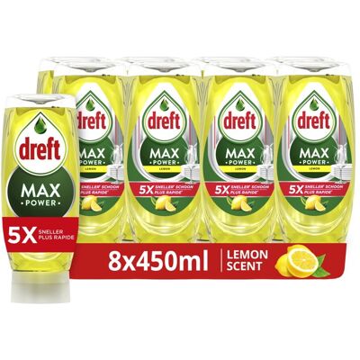 Dreft maxpower lemon vloeibaar afwasmiddel - 8 x 450ml Dreft maxpower lemon vloeibaar afwasmiddel - 8 x 450ml