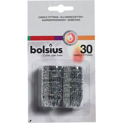 Bolsius kaarsenpassingen blister 30 stuks zilver Bolsius kaarsenpassingen blister 30 stuks zilver