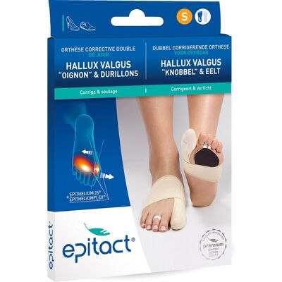 Epitact corrigerende hallux valgus orthese met dubbele werking - maat s - links - tegen knobbelpijn en eelt - 1 stuk s Epitact corrigerende hallux valgus orthese met dubbele werking - maat s - links - tegen knobbelpijn en eelt - 1 stuk s