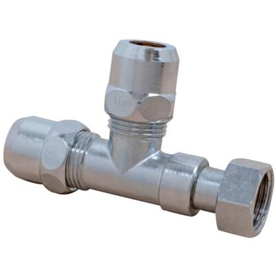 Kirchhoff ms knelfitting-t-stuk - chroom - 3/8"bi x 10 mmq x 10 mmq Kirchhoff ms knelfitting-t-stuk - chroom - 3/8"bi x 10 mmq x 10 mmq