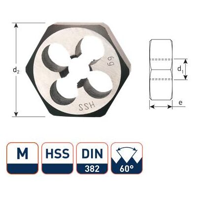 Rotec Zeskant snijmoer m3 din382 hss Rotec Zeskant snijmoer m3 din382 hss