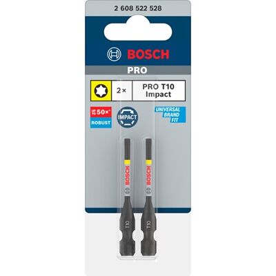 Bosch Accessoires pro torx slagschroefbit t10 55 mm 2-delig - 2608522528 Bosch Accessoires pro torx slagschroefbit t10 55 mm 2-delig - 2608522528